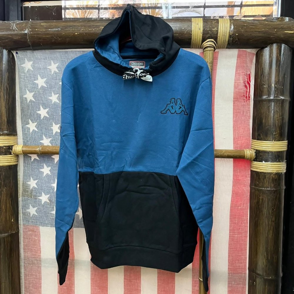 NWT Kappa Logo Bass Hoodie Men's L Blue Black Pullover Sweatshirt Streetwear